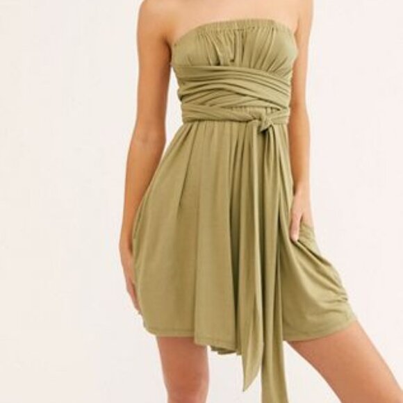 FREE PEOPLE FP Beach Moss Green REDONDO Romper XS Wrap Tie for Different Looks - Picture 1 of 4